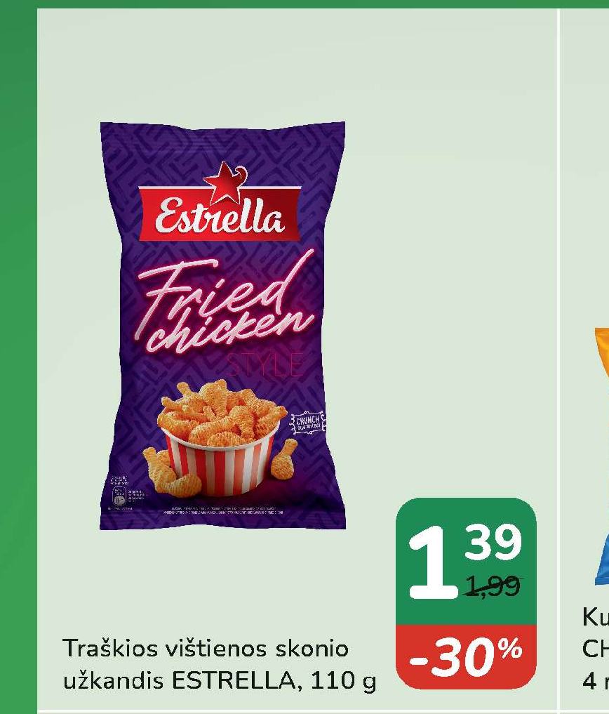 Traškios vištienos skonio užkandis ESTRELLA, 110 g