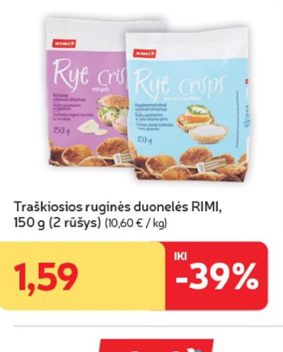 Traškiosios ruginės duonelės RIMI, 150 g
