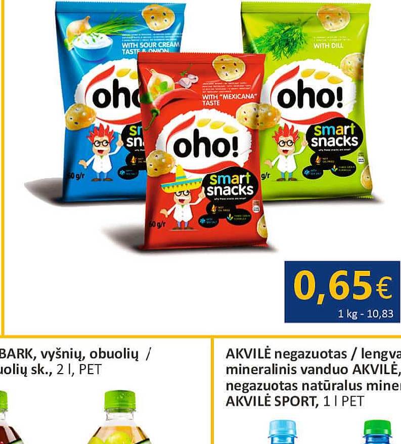 Traškučiai OHO su grietine ir svogūnais / su krapais / mexicana skonio, 60 g