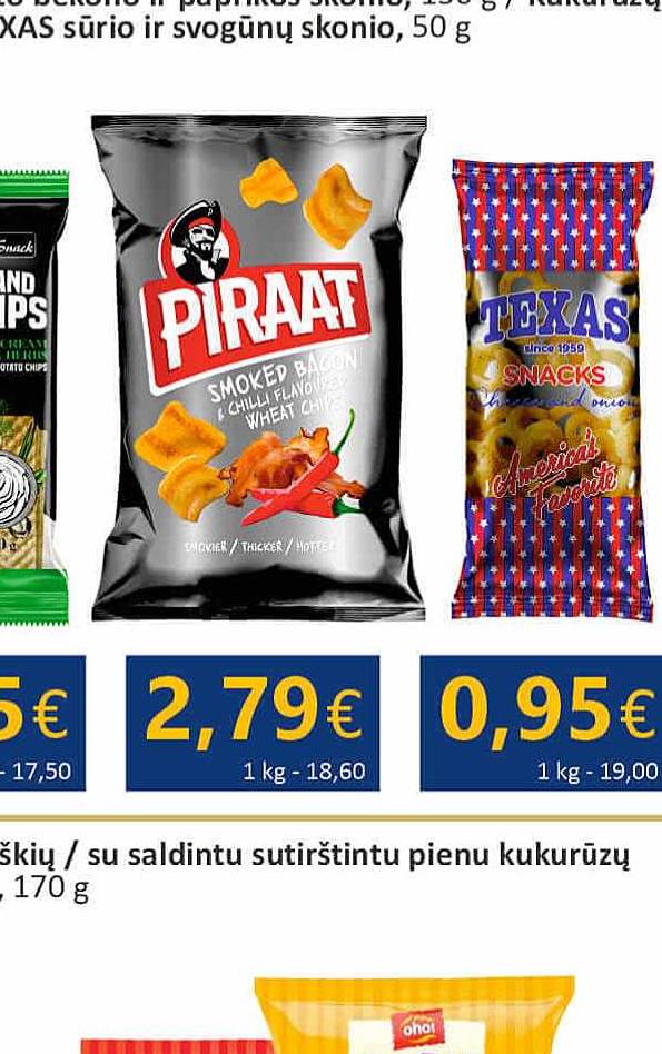 Traškučiai PIRAAT rūkyto bekono ir paprikos skonio, 150 g