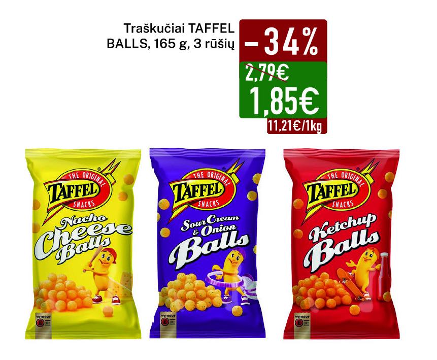 Traškučiai TAFFEL BALLS, 165 g