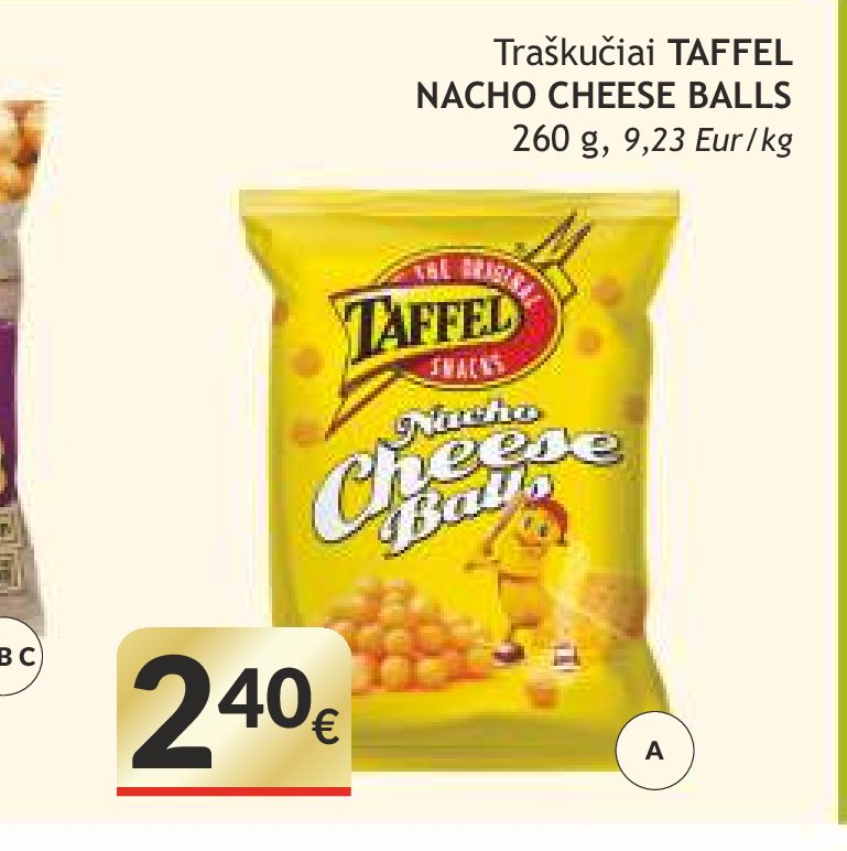 Traškučiai TAFFEL NACHO CHEESE BALLS, 260 g