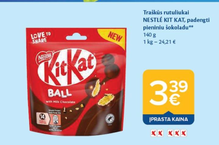 Traškūs rutuliukai NESTLĖ KIT KAT, 140 g