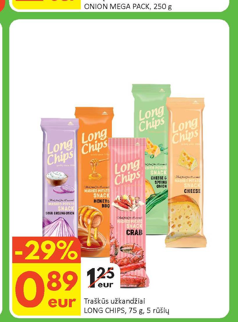 Traškūs užkandžiai LONG CHIPS, 75 g