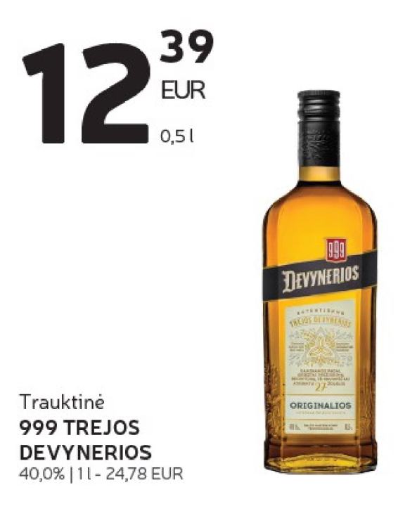 Trauktinė 999 TREJOS DEVYNERIOS, 0.5 l