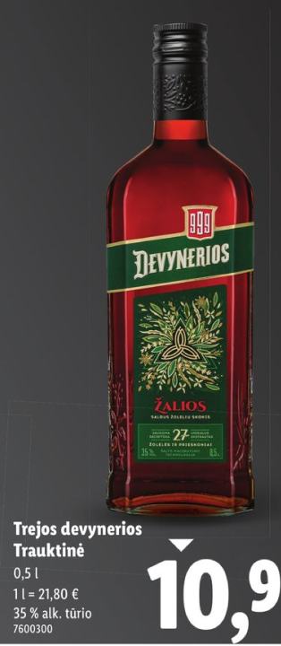 Trejos devynerios Trauktinė, 0.5 l
