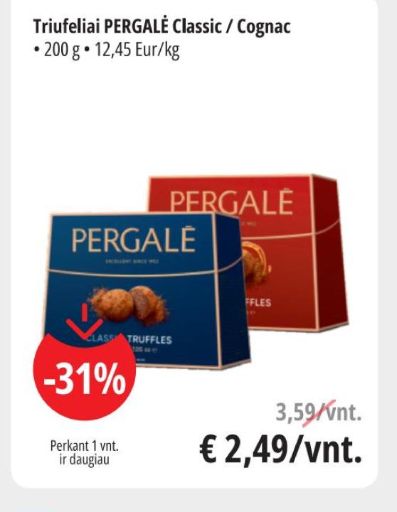 Triufeliai PERGALĖ Classic / Cognac, 200 g