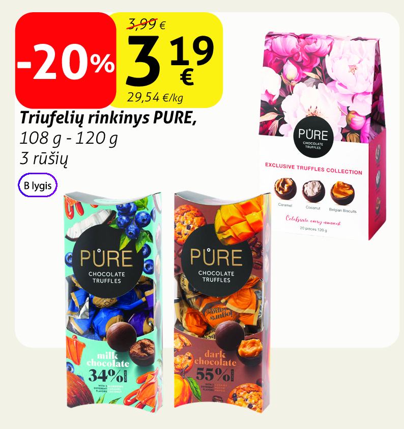 Triufelių rinkinys PURE, 108 g - 120 g
