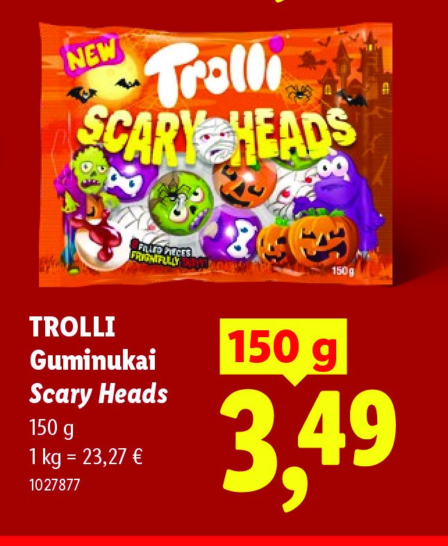 TROLLI Guminukai Scary Heads, 150 g