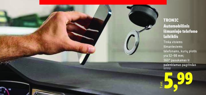 TRONIC Automobilinis išmaniojo telefono laikiklis