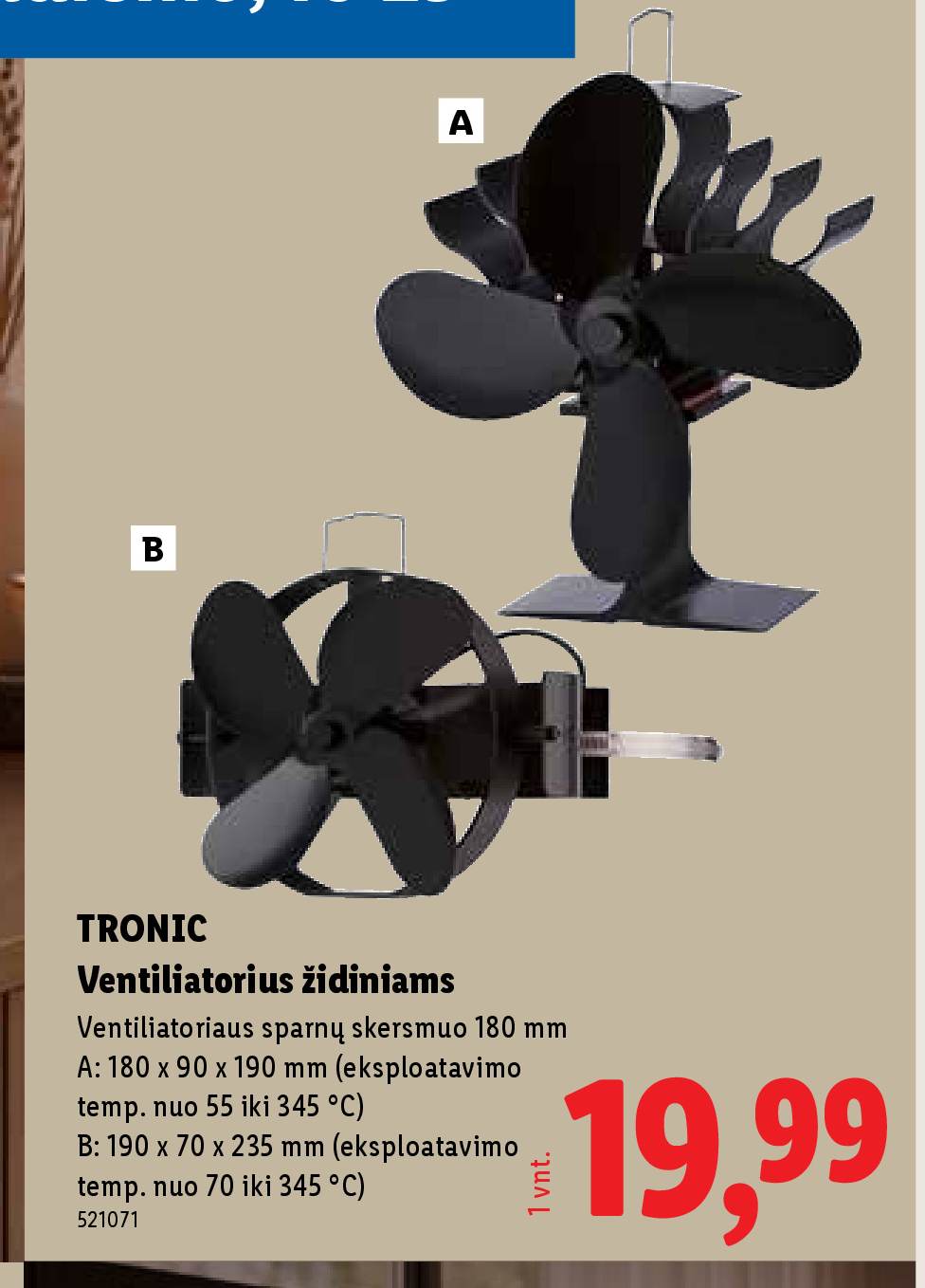 TRONIC Ventiliatorius židiniams, 90 x 190 mm