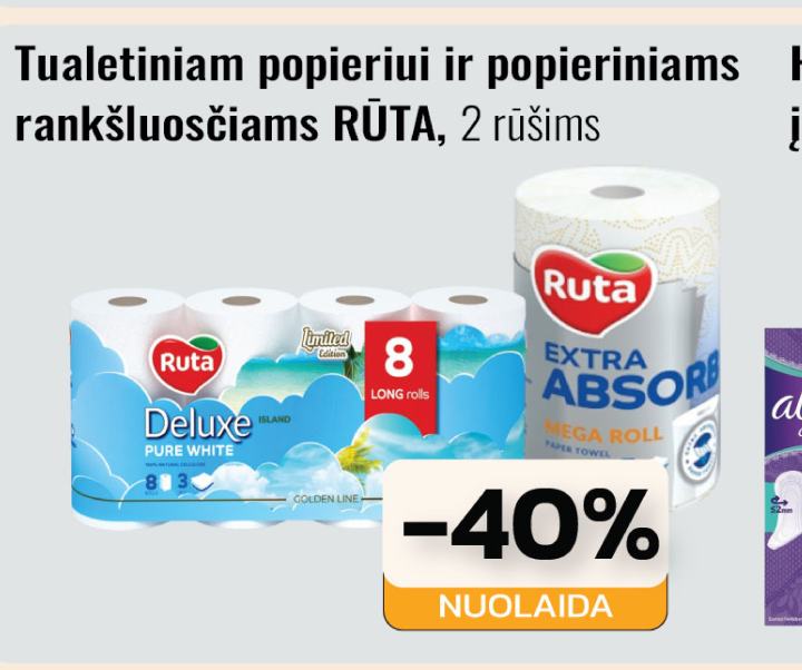 Tualetiniam popieriui ir popieriniams rankšluosčiams RŪTA