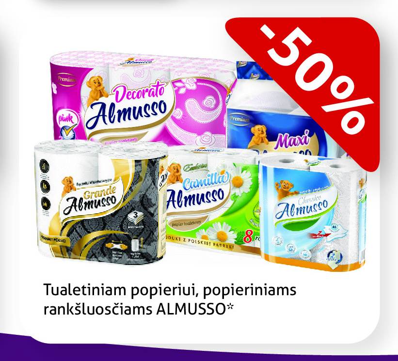 Tualetiniam popieriui, popieriniams rankšluosčiams ALMUSSO