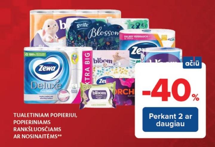 TUALETINIAM POPIERIUI, POPIERINIAMS RANKŠLUOSČIAMS AR NOSINAITĖMS
