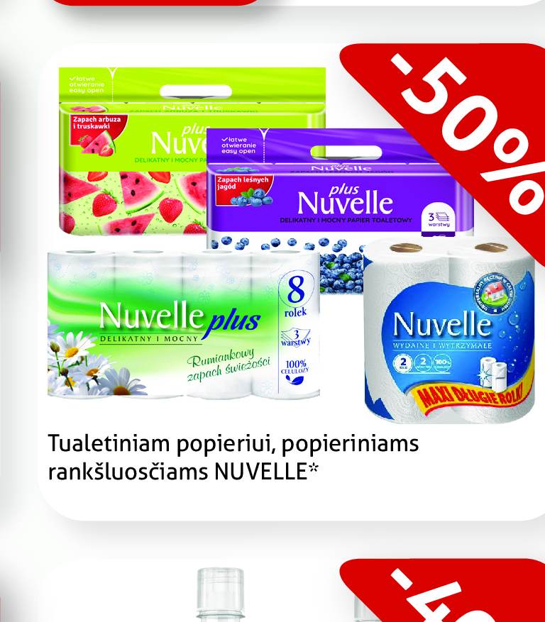 Tualetiniam popieriui, popieriniams rankšluosčiams NUVELLE