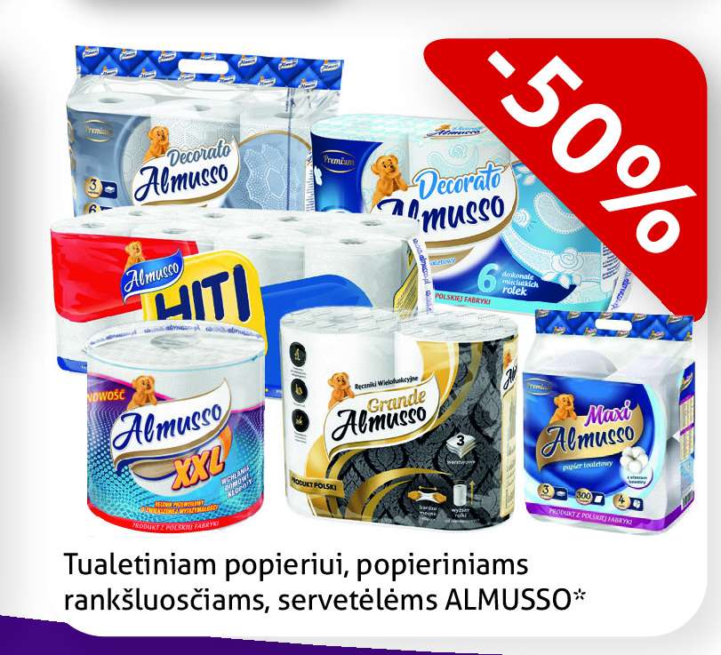 Tualetiniam popieriui, popieriniams rankšluosčiams, servetėlėms ALMUSSO