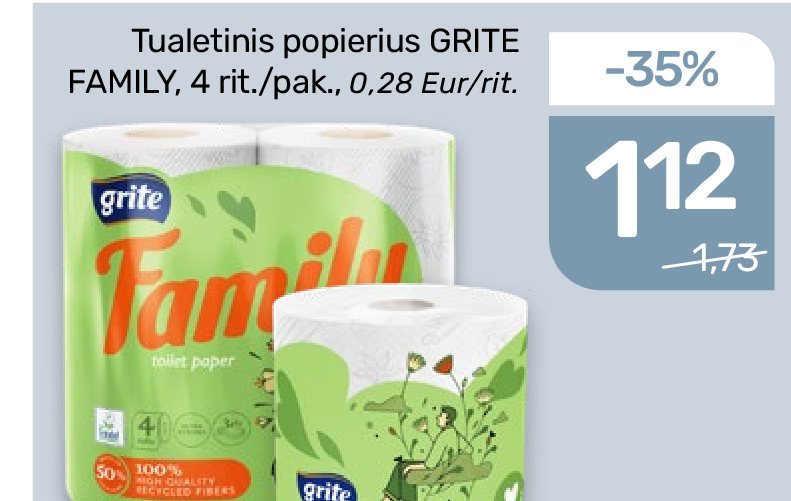 Tualetinis popierius GRITE FAMILY, 4 rit.
