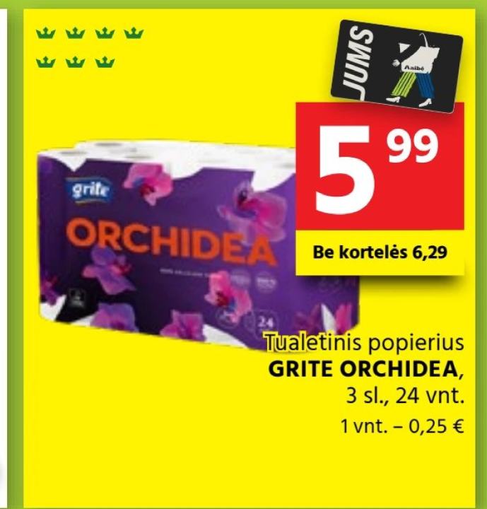 Tualetinis popierius GRITE ORCHIDEA, 24 vnt