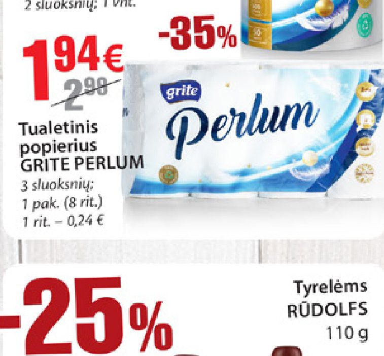 Tualetinis popierius GRITE PERLUM, 1 pak.