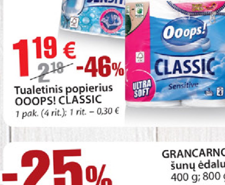Tualetinis popierius OOOPS! CLASSIC, 1 pak.