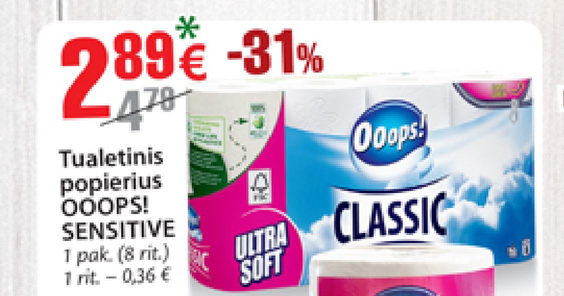 Tualetinis popierius OOOPS! SENSITIVE, 1 pak.