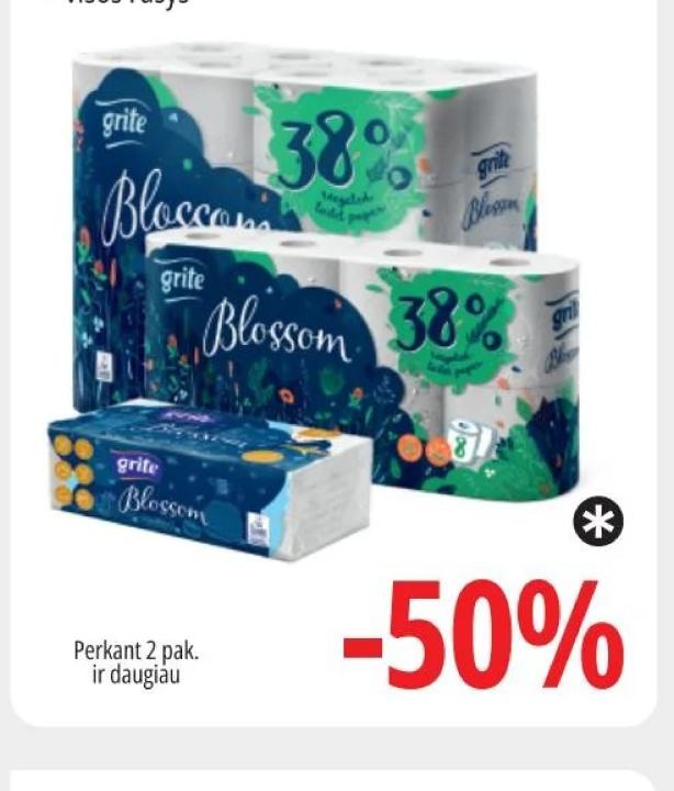 Tualetinis popierius / popieriniai rankšluosčiai GRITE Blossom