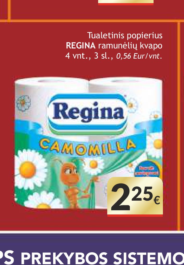 Tualetinis popierius REGINA ramunėlių kvapo, 4 vnt
