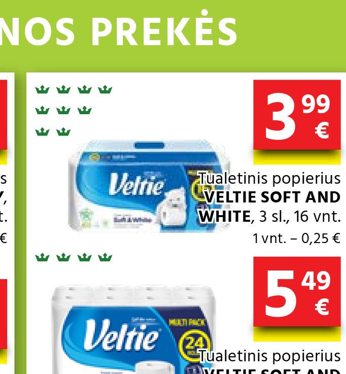 Tualetinis popierius VELTIE SOFT AND WHITE, 16 vnt