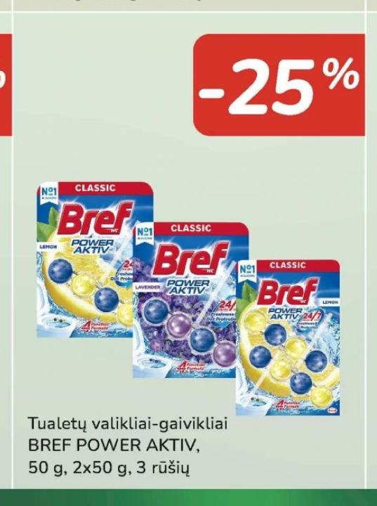 Tualetų valikliai-gaivikliai BREF POWER AKTIV, 50 g