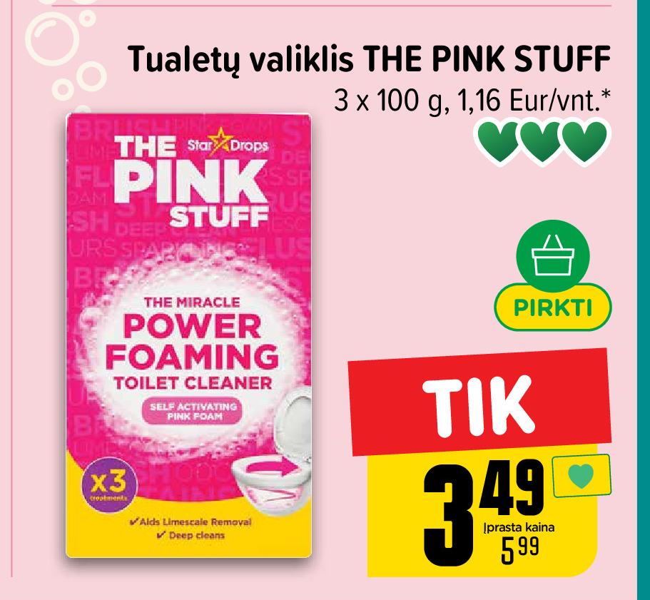 Tualetų valiklis THE PINK STUFF, 3 x 100 g
