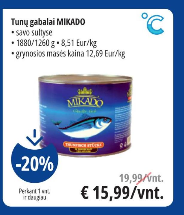 Tunų gabalai MIKADO, 1260 g