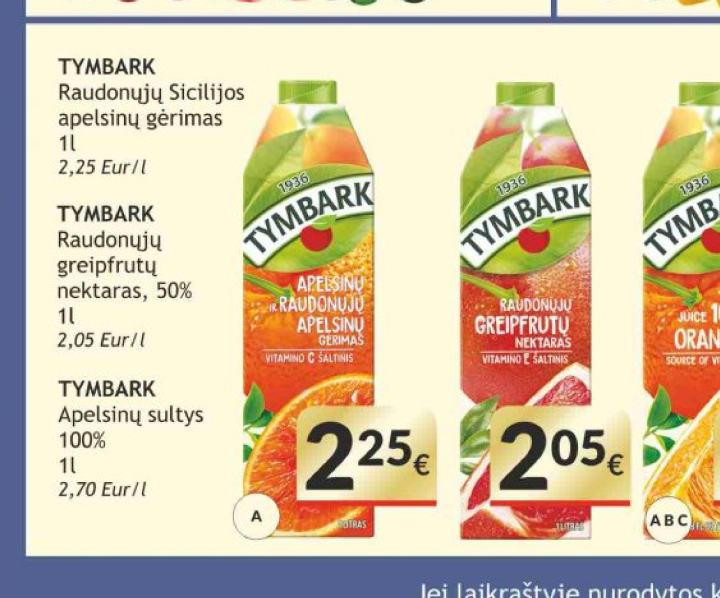 TYMBARK Raudonųjų greipfrutų nektaras, 50%, 1 l