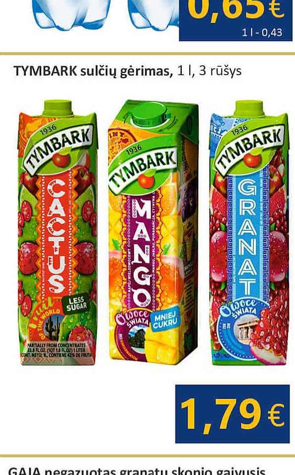 TYMBARK sulčių gėrimas, 1 l