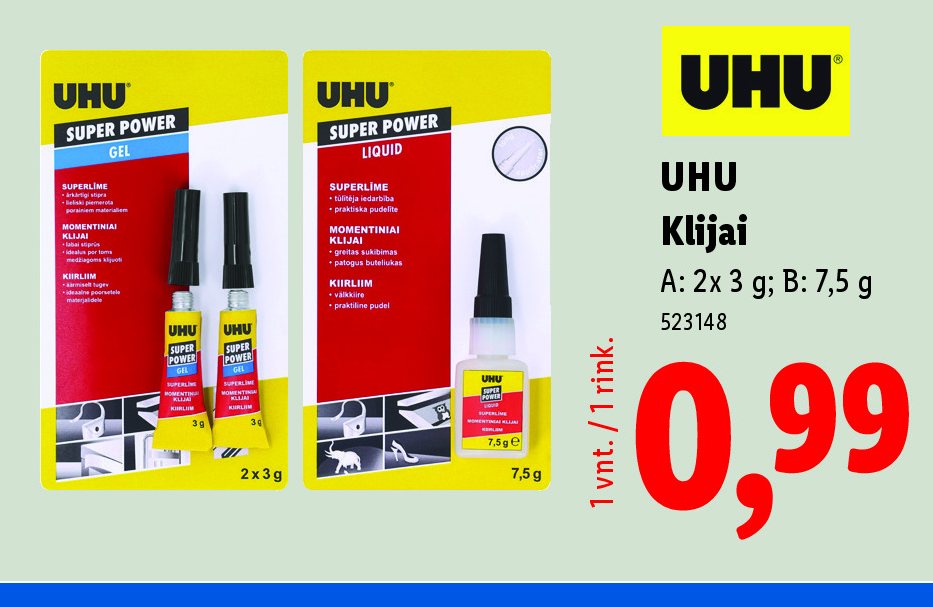 UHU Klijai, 2 x 3 g