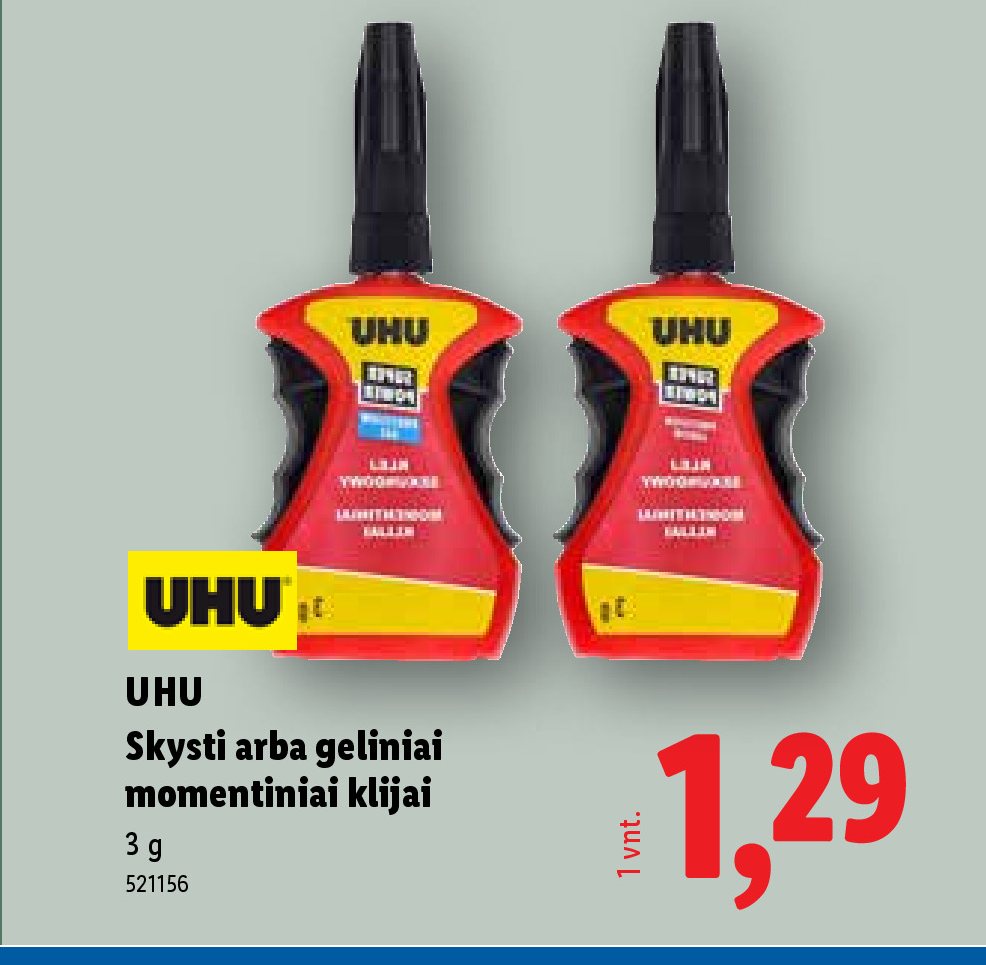 UHU Skysti arba geliniai momentiniai klijai, 3 g