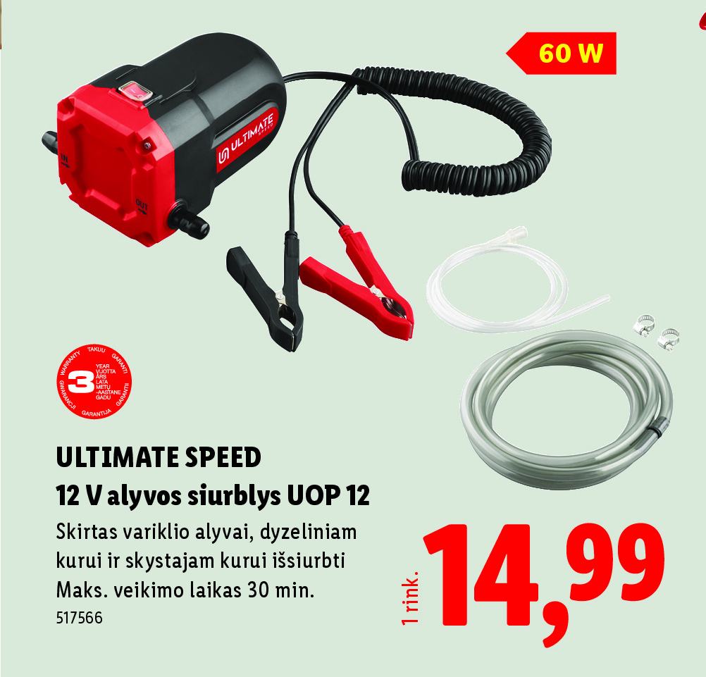 ULTIMATE SPEED 12 V alyvos siurblys UOP 12