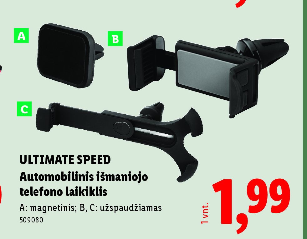 ULTIMATE SPEED Automobilinis išmaniojo telefono laikiklis, 1 vnt