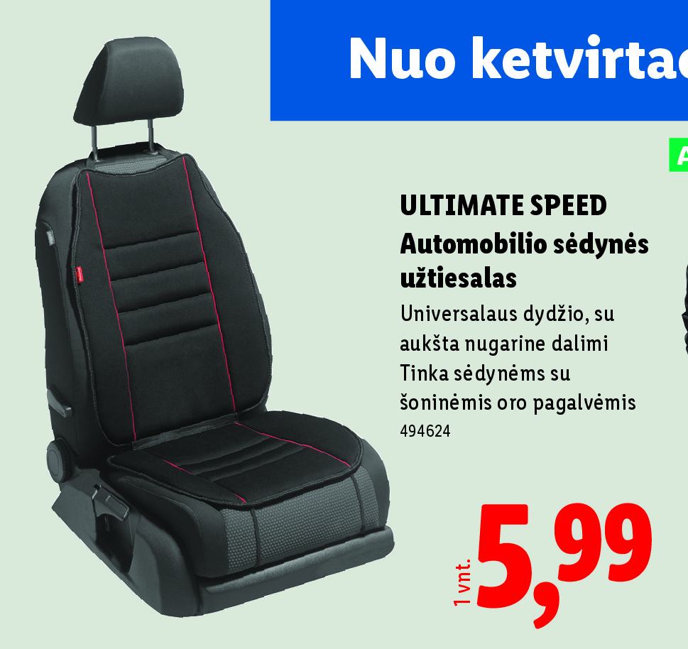 ULTIMATE SPEED Automobilio sėdynės užtiesalas, 1 vnt