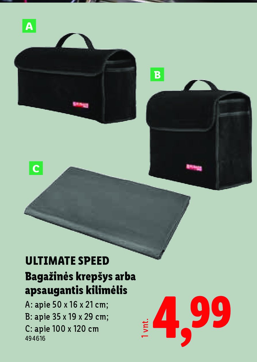 ULTIMATE SPEED Bagažinės krepšys arba apsaugantis kilimėlis