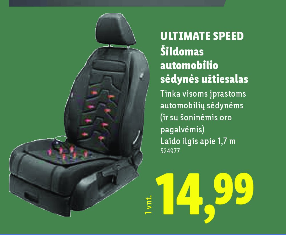 ULTIMATE SPEED Šildomas automobilio sėdynės užtiesalas, 1.7 m