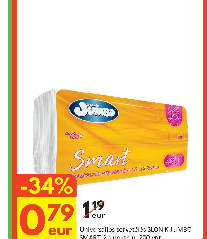 Universalios servetėlės SLONIK JUMBO SMART, 200 vnt