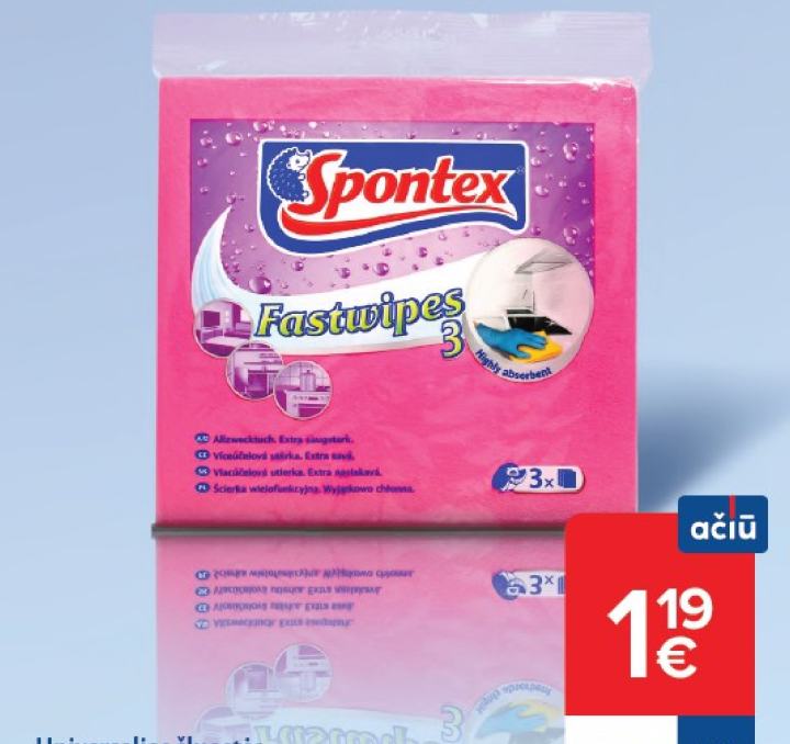 Universalios šluostės SPONTEX FASTWIPES, 1 pak.