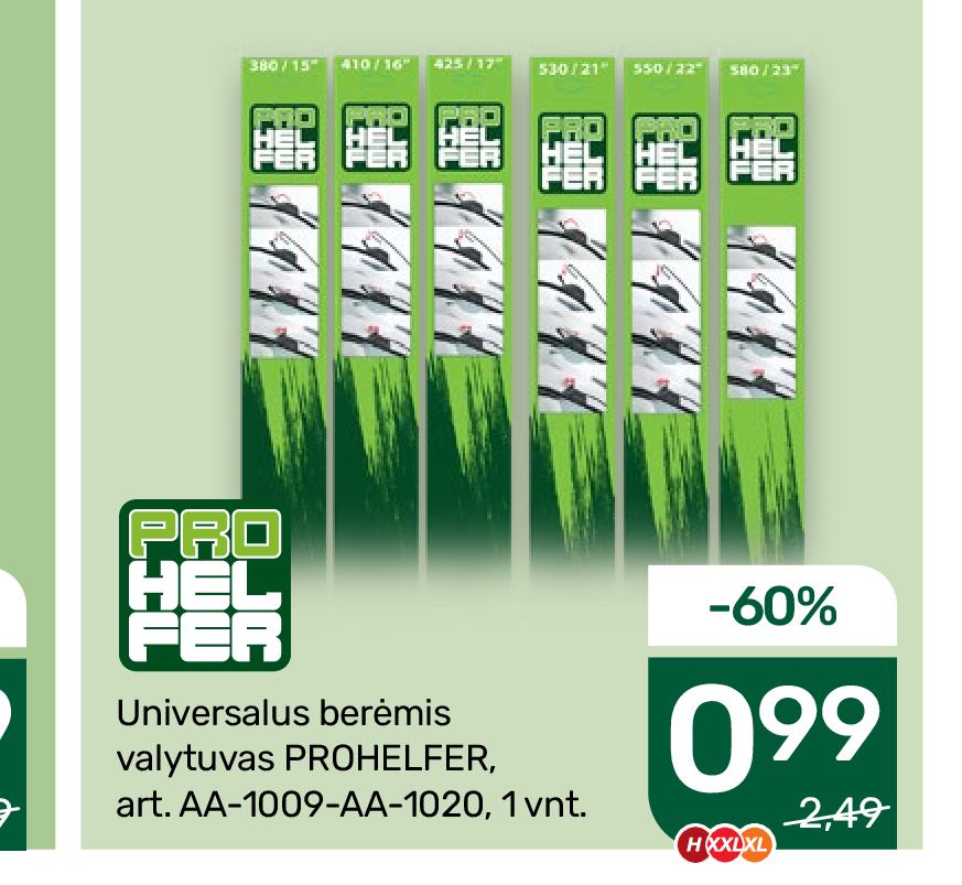 Universalus berėmis valytuvas PROHELFER, 1 vnt