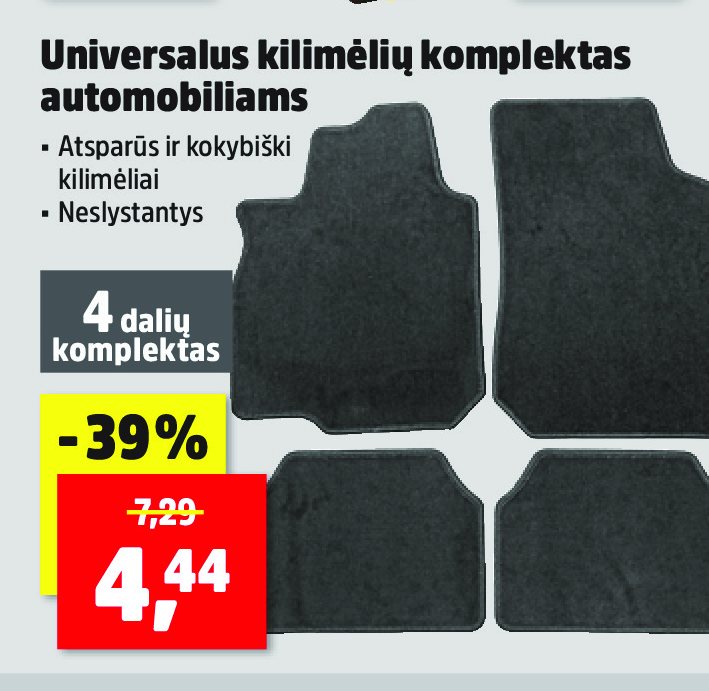 Universalus kilimėlių komplektas automobiliams