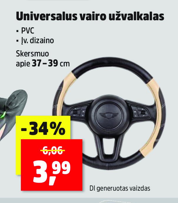 Universalus vairo užvalkalas, 39 cm