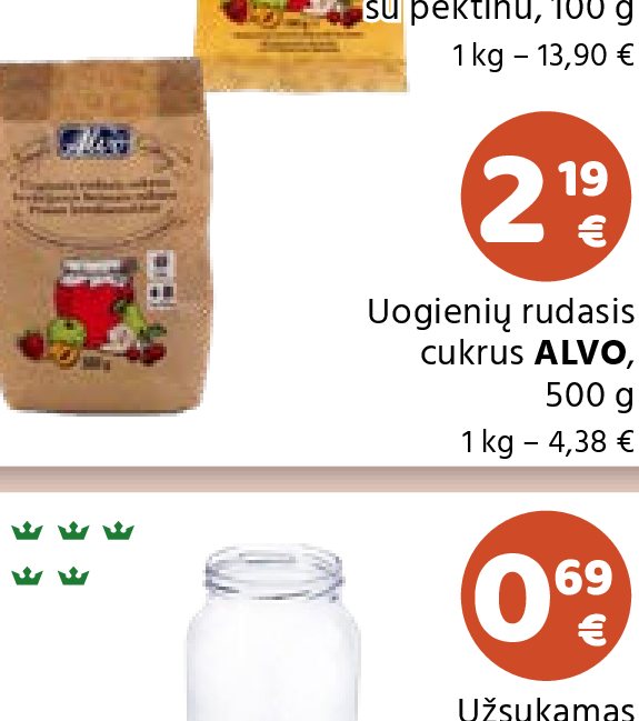 Uogienių rudasis cukrus ALVO, 500 g