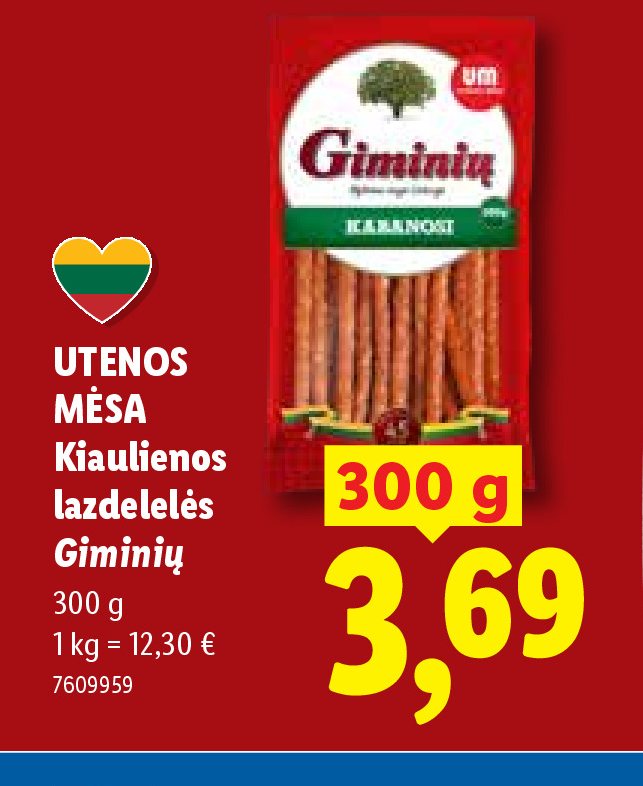 UTENOS MĖSA Kiaulienos lazdelės Giminių, 300 g