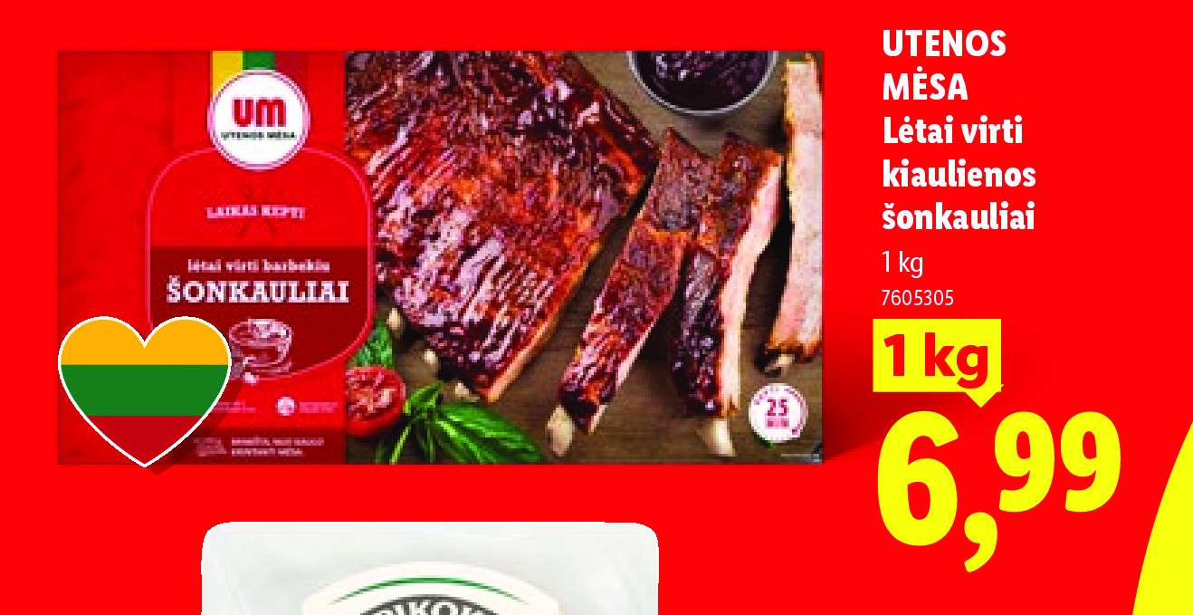 UTENOS MĖSA Lėtai virti kiaulienos šonkauliai, 1 kg