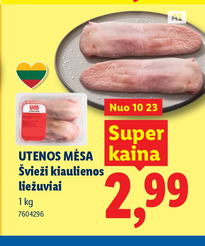 UTENOS MĖSA Švieži kiaulienos liežuviai, 1 kg