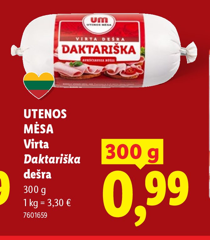 UTENOS MĖSA Virta Daktariška dešra, 300 g